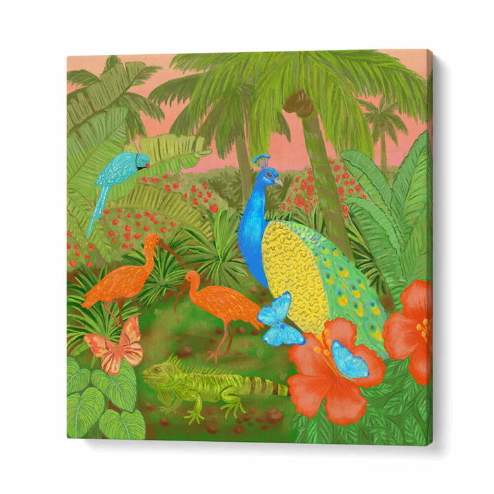 JUNGLE PARADISE SCENE , ANIMAL PAINTINGS