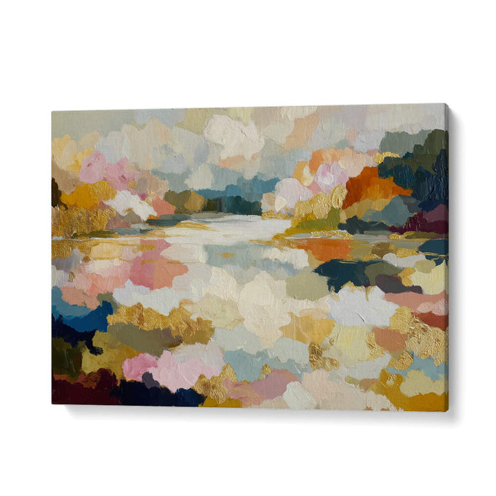 LAKE REFLECTION WITH GOLD ACCENTS