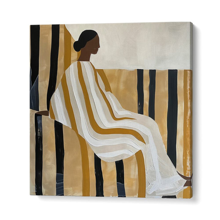 Elegant lady in stripes, showcasing unique artistry in LADY IN STRIPES, PORTRAITS from Gallery Wrap.