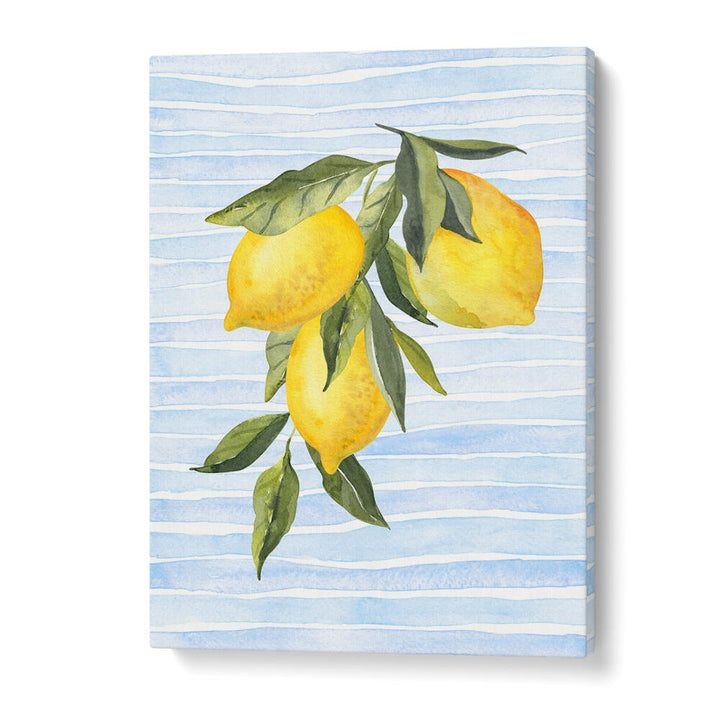 LEMONS ON STRIPES WATERCOLOR , KITCHEN POSTERS