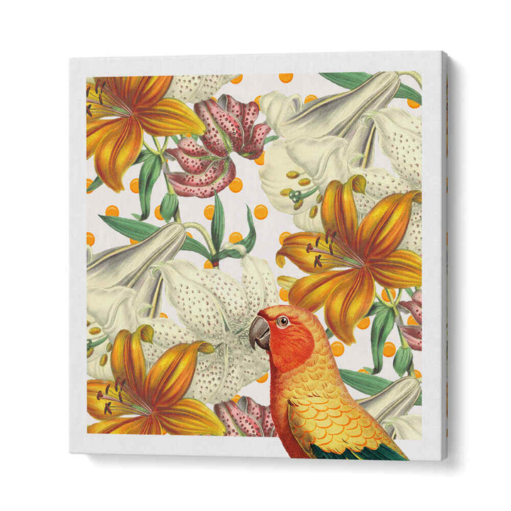 PARROT IN BLOOM , ANIMAL PAINTINGS