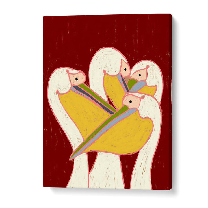 PELICANS OF THE BURGUNDY SKY  ,ANIMAL PAINTINGS