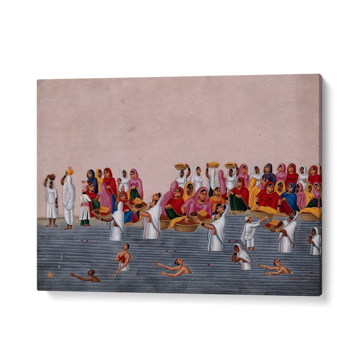PEOPLE BATHING AND PRAYING IN RIVER GANGA