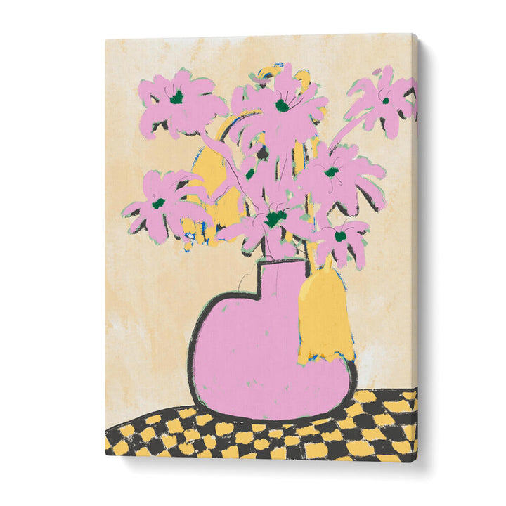 PINK FLOWERS IN A VASE , FLORAL FLOWER PAINTINGS