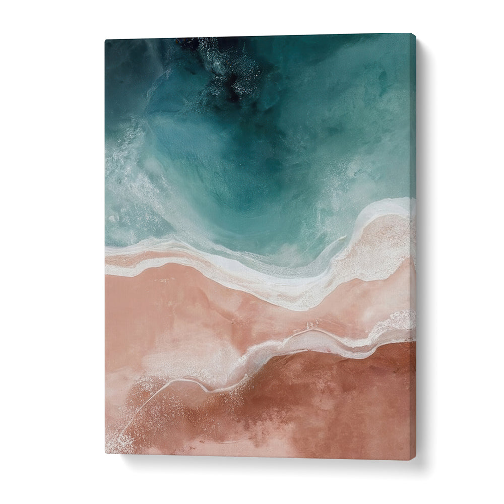 Serene abstract painting, "QUIET SANDS AND GENTLE WAVES," perfect for tranquil home decor.