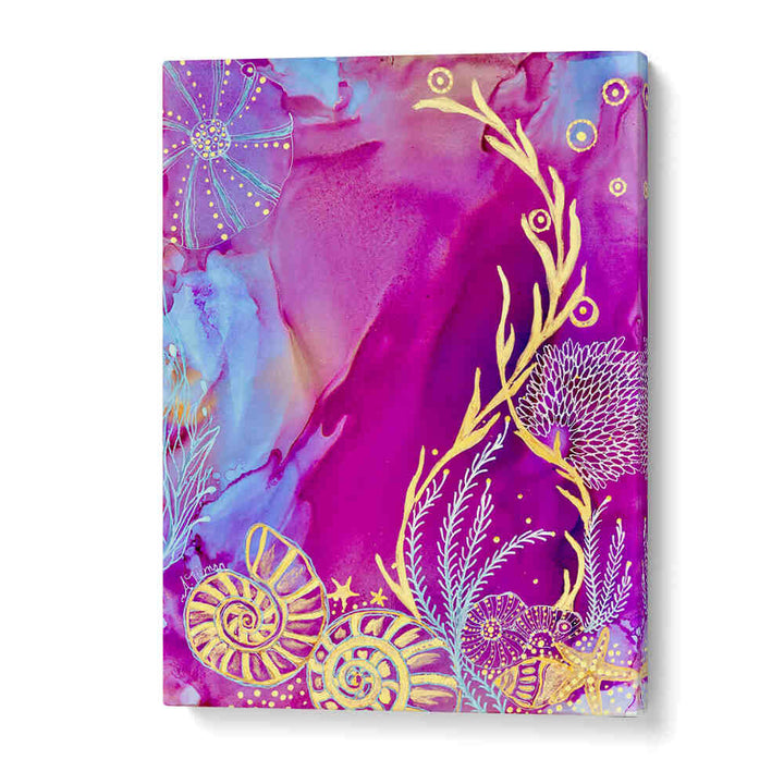 Vibrant ROSE QUARTZ REEF II, BEACH PAINTINGS artwork, blending ocean themes for a serene home atmosphere.