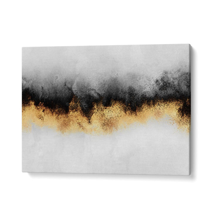 Elegant SKY II, ABSTRACT PAINTINGS featuring vibrant gold and black hues, perfect for modern home decor.