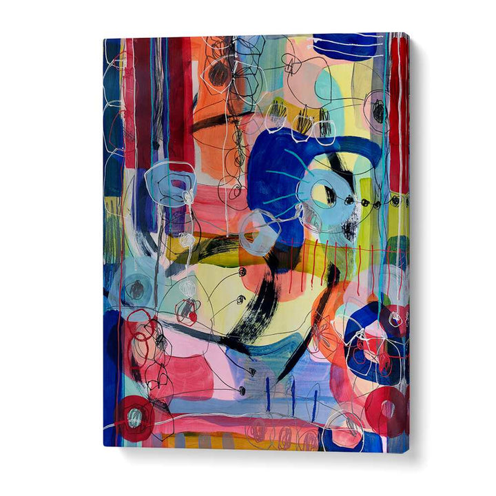 Bold colors and dynamic shapes define SPIDER ATTACK, a standout in abstract paintings for modern decor.