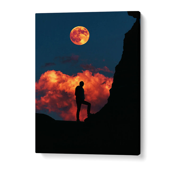 STANDING WITH MOON , SURREAL ART PRINTS