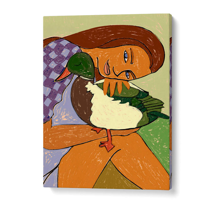 THE GIRL AND THE GREEN-HEADED GOOSE , PORTRAITS & FIGURATIVE ILLUSTRATIONS
