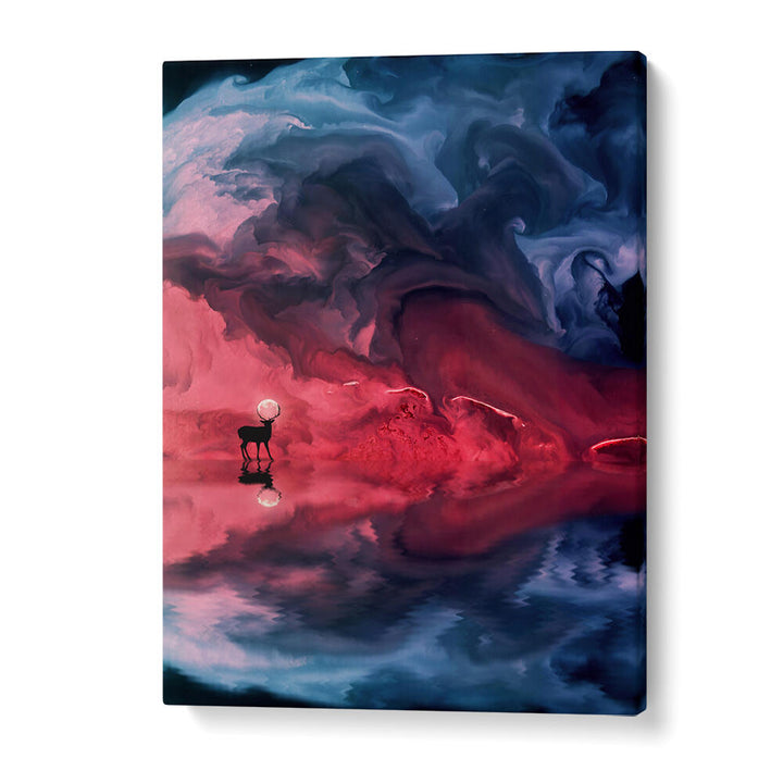 DEER MOON ABSTRACT , SURREAL ART PRINTS