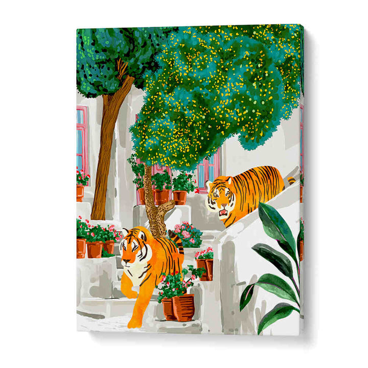 TIGERS IN GREECE , ANIMAL PAINTINGS