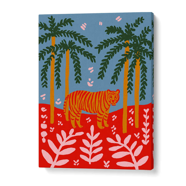 TIGER UNDER PALMS , ANIMAL PAINTINGS