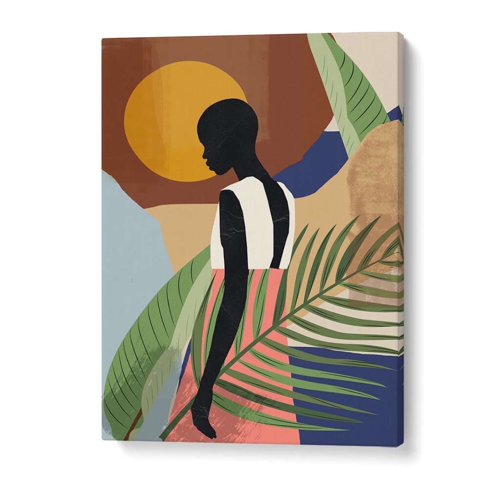 Vibrant TROPICAL GIRL SHAPE, BOHO ART PAINTINGS highlight bohemian decor with dreamy colors and unique designs.