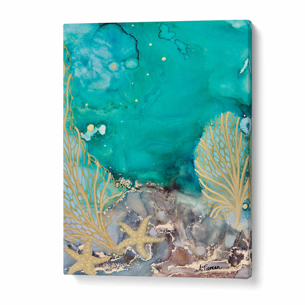 Vibrant TURQUOISE WATERS NO II, BEACH PAINTINGS captures serene coastal beauty, perfect for beach-themed decor.