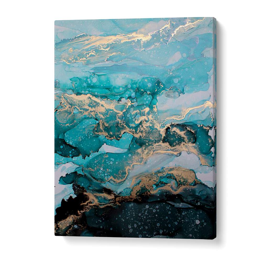 Explore the beauty of UNDER THE SEA, ABSTRACT PAINTINGS with stunning blues and golds for your home decor.
