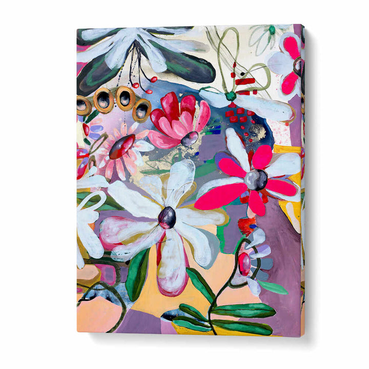 BOLD PINK AND WHITE PETALS , FLORAL FLOWER PAINTINGS