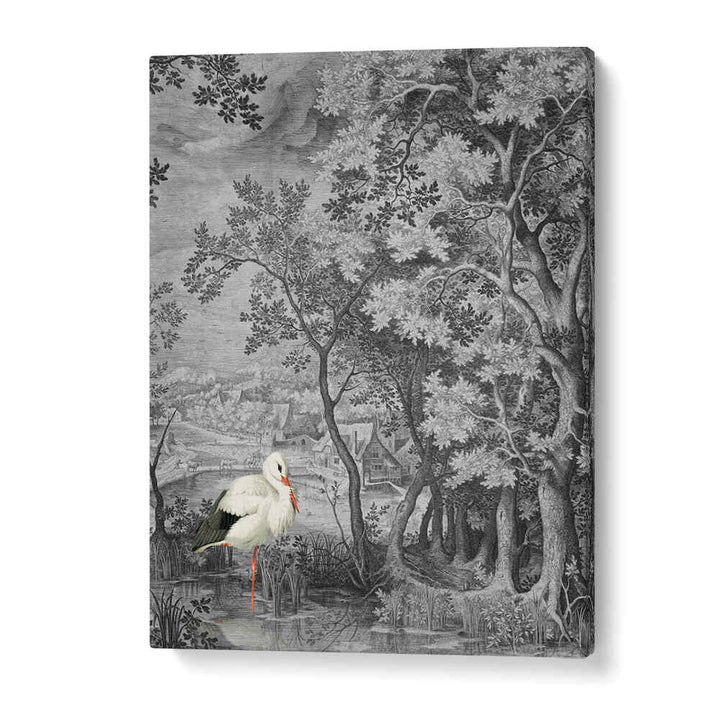 LANDSCAPE WITH STORK , ANIMAL PAINTINGS