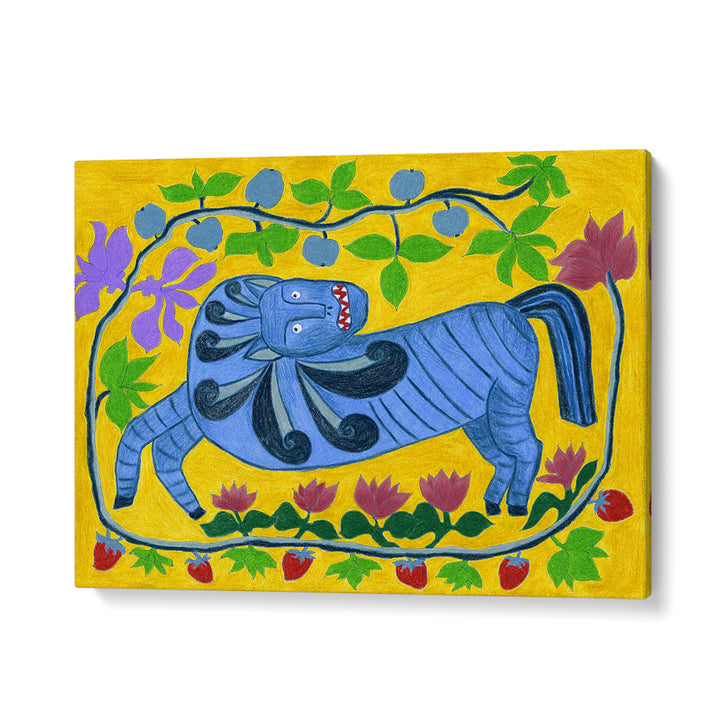 WHIMSICAL BLUE FOLK HORSE