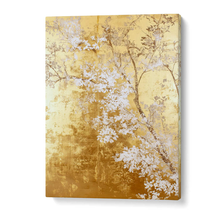 WHITE AND GOLD NATURE LANDSCAPE IV , FLORAL FLOWER PAINTINGS