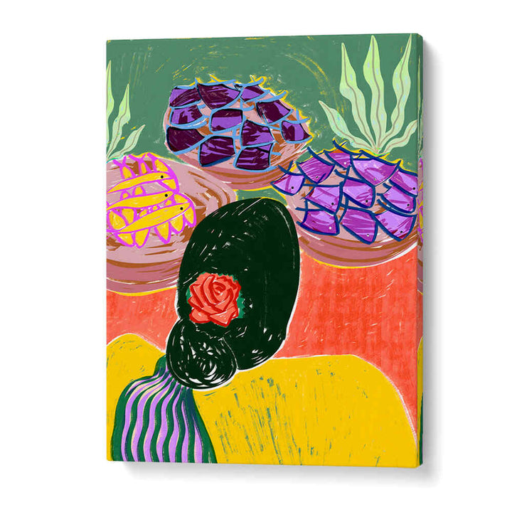 WOMAN WITH A FLORAL HAIRSTYLE