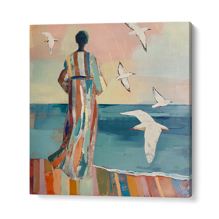 WOMAN AND SEAGULL , PORTRAITS & FIGURATIVE ILLUSTRATIONS