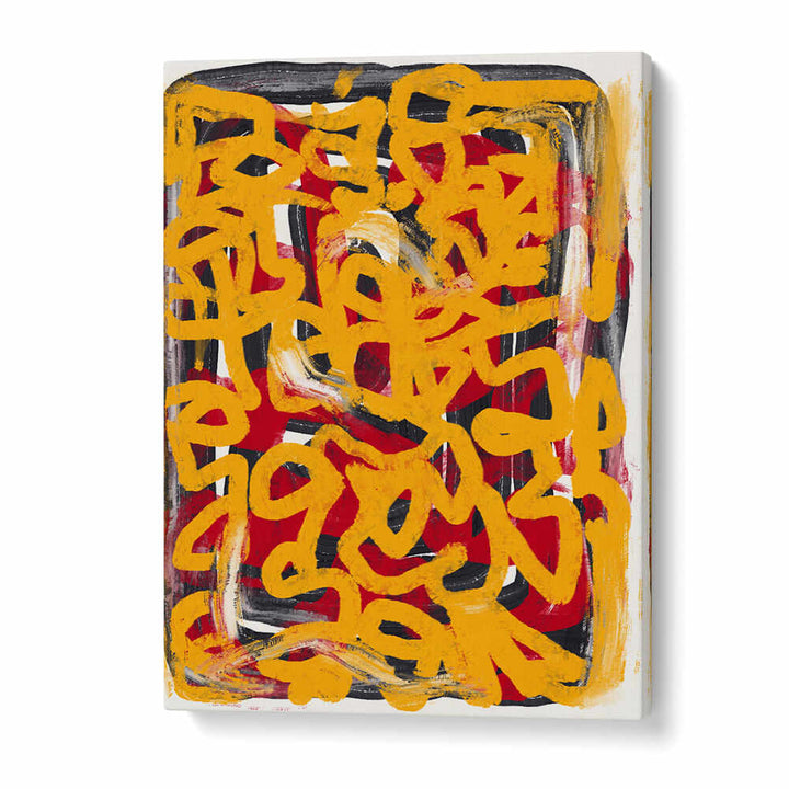 YELLOW DOTTED LINE ART ABSTRACT , LINE ART PAINTINGS