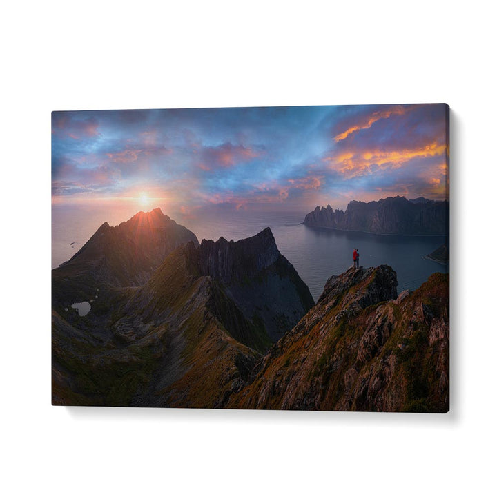 Breathtaking sunset over rugged mountains, showcasing LOVERS AT THE ENDS OF THE EARTH, PHOTOGRAPHY PRINTS.