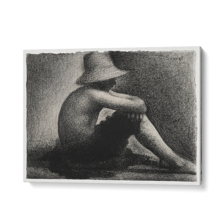 SEATED BOY WITH STRAW HAT, STUDY FOR BATHERS AT ASNIÈRES (CA. 1883–1884) , VINTAGE PAINTINGS