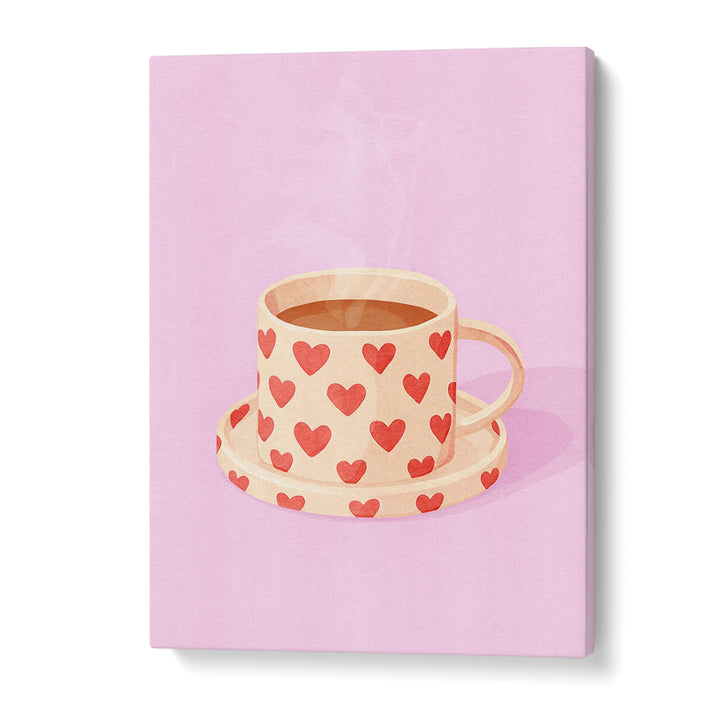 PINK HEART MUG WARM COFFEE