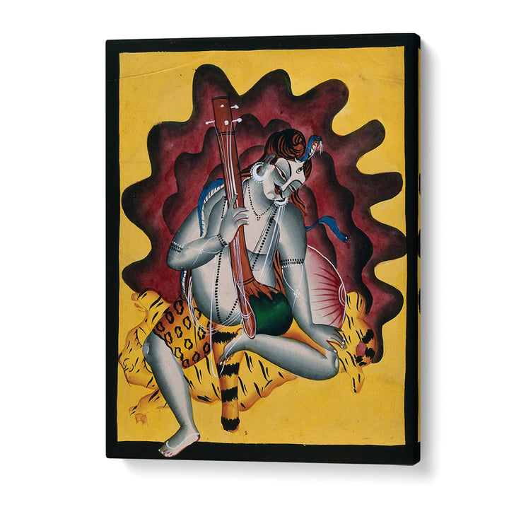 SHIVA SITS ON A TIGER SKIN , INDIAN ART PAINTINGS