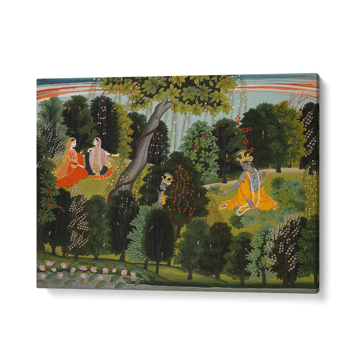 SAKHI PERSUADES RADHA TO MEET KRISHNA, , INDIAN ART PAINTINGS