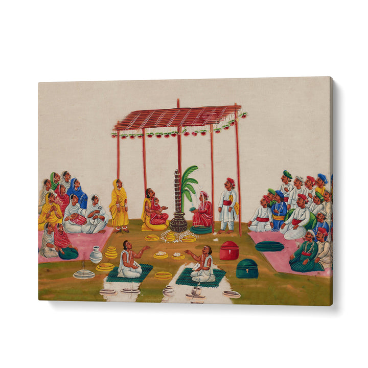 A MARRIAGE CEREMONY DURING 19TH CENTURY , INDIAN ART PAINTINGS