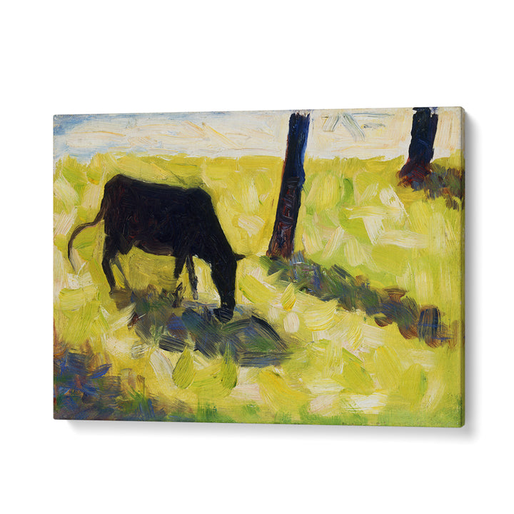 BLACK COW IN A MEADOW (CA. 1881) , VINTAGE PAINTINGS