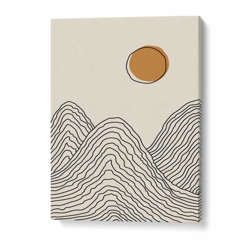 Geometric design featuring hills and sun in the BOHO SUNSET SERIES II, LANDSCAPE PAINTINGS by Jay Stanley.