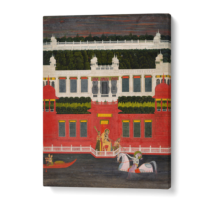 KRISHNA RECEIVES A FLOWER GARLAND , INDIAN ART PAINTINGS