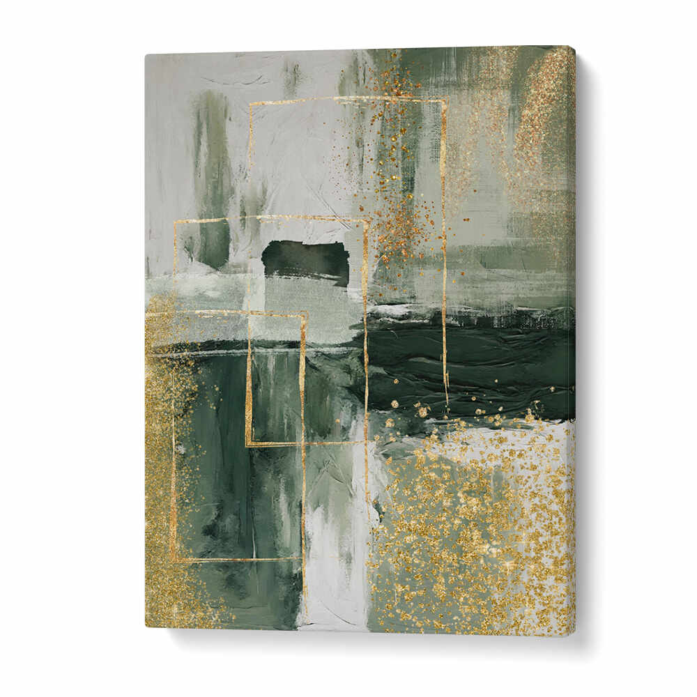 Abstract art print with gold accents on a white background