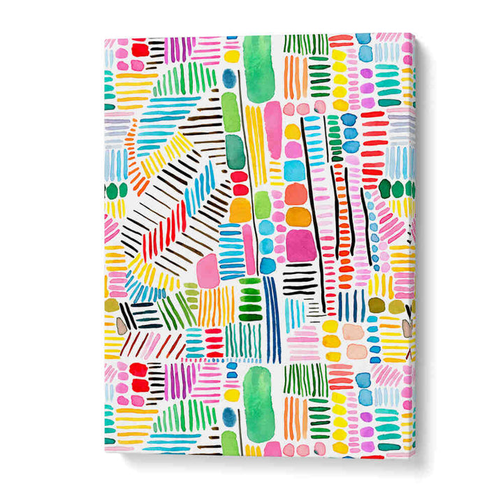 RAINBOW STITCHES WHITE BG , PATTERN ART PRINTS