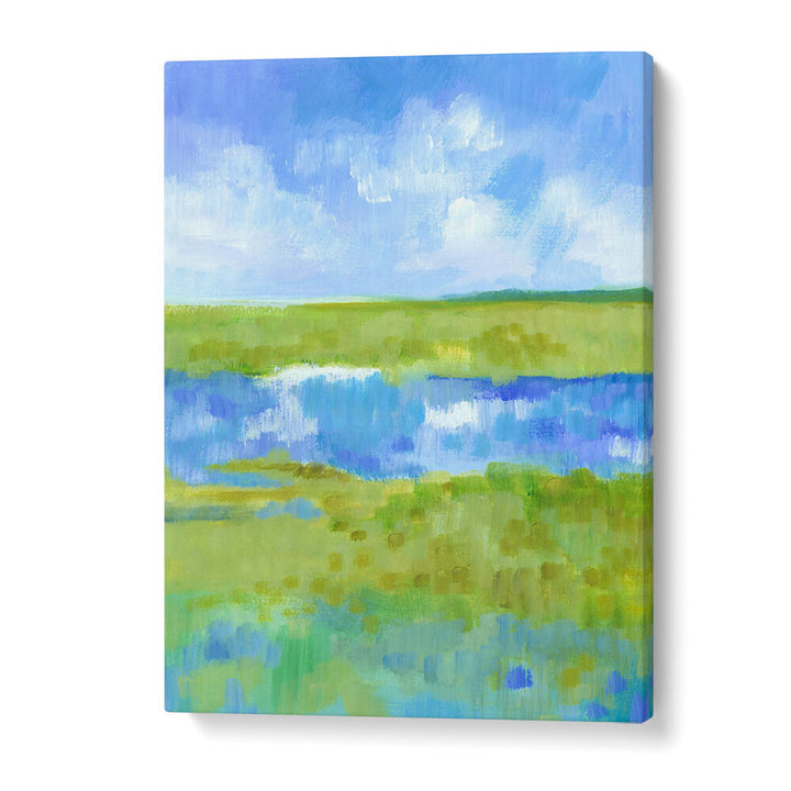 ABSTRACT GREEN BLUE LANDSCAPE , LANDSCAPE PAINTINGS