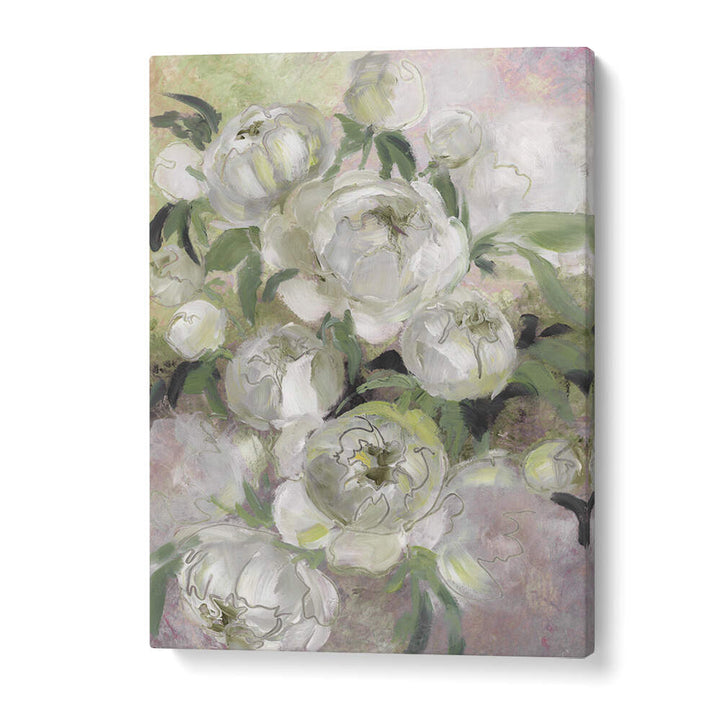 SADY PAINTERLY FLORALS IN GREEN , FLORAL FLOWER PAINTINGS
