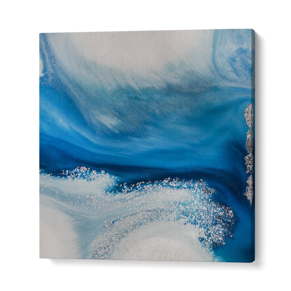 Stunning SHALLOW SEAS , ABSTRACT PAINTINGS featuring vibrant blues and intricate textures for a creative space transformation.