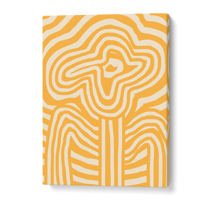 YELLOW STRIPED FLOWER , FLORAL FLOWER PAINTINGS