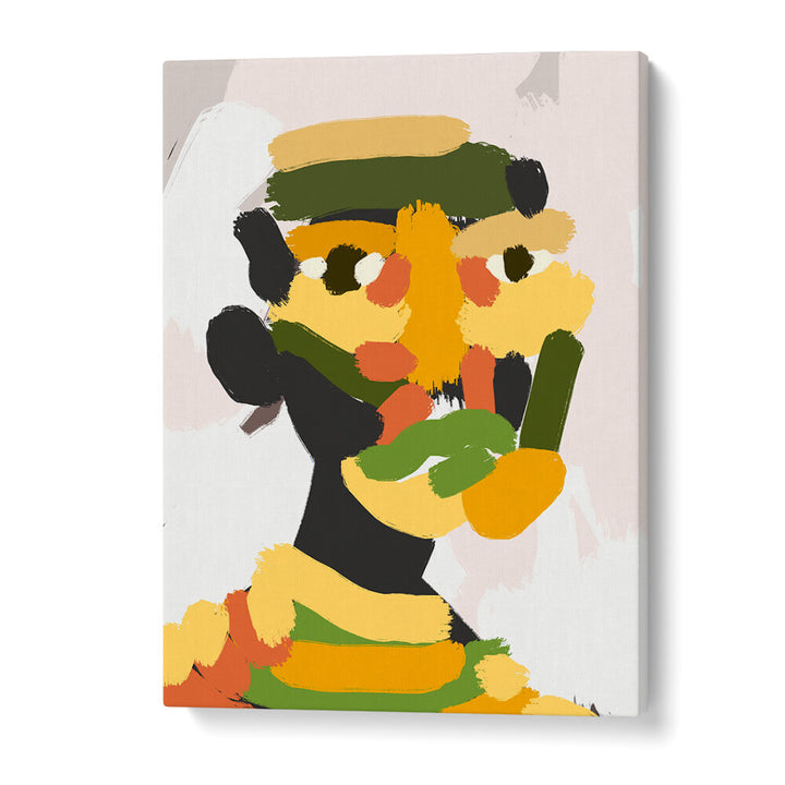 YELLOW GREEN TRIBAL PORTRAIT , PORTRAITS & FIGURATIVE ILLUSTRATIONS