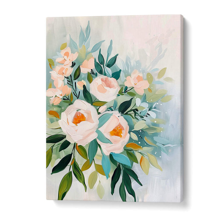 EVERGREEN GREEN PAINTERLY FLORALS III ,FLORAL FLOWER PAINTINGS