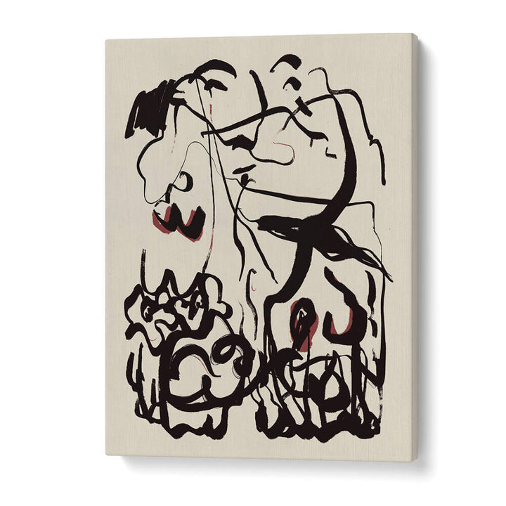 BLACK LINES AND SUBTLE RED ACCENTS , ABSTRACT PAINTINGS