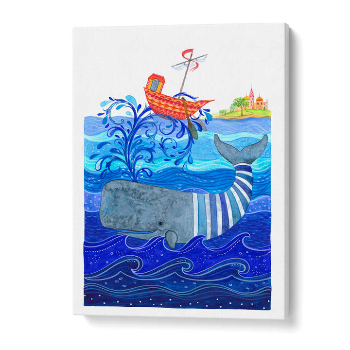 WHIMSICAL WHALE RIDE , KIDS ROOM PAINTINGS