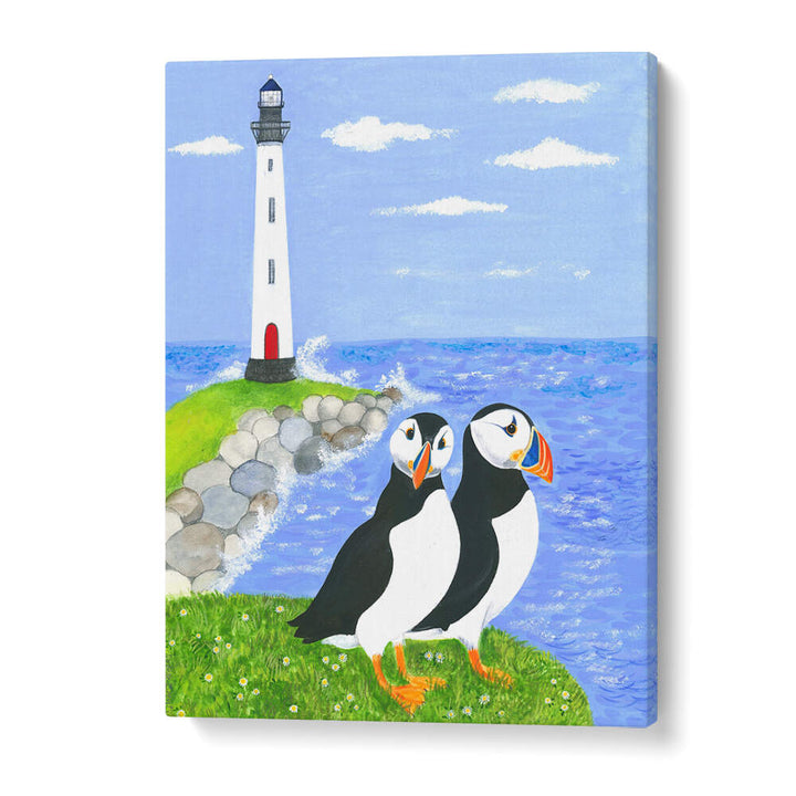 PUFFINS BY THE SEA , KIDS ROOM PAINTINGS