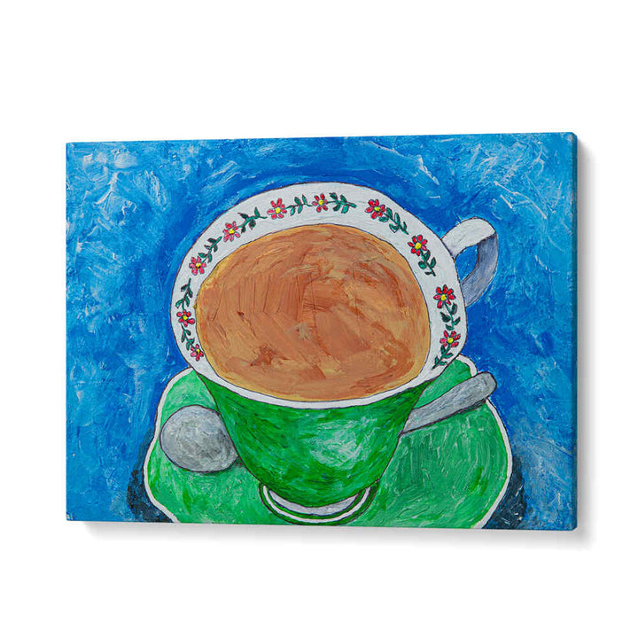 Brighten your kitchen with MPUME'S TEACUP, KITCHEN POSTERS, featuring a vibrant teacup artwork on a vivid blue background.