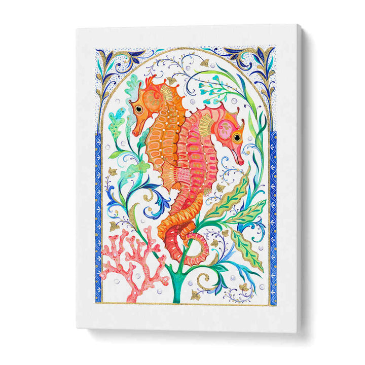 TWO VIBRANT SEAHORSES , BEACH PAINTINGS