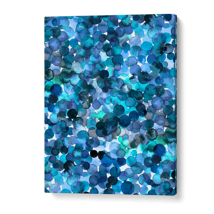 OVERLAPPED WATERCOLOR DOTS BLUE , ABSTRACT PAINTINGS